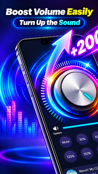 Volume Booster promotional screenshot showing its volume adjustment interface